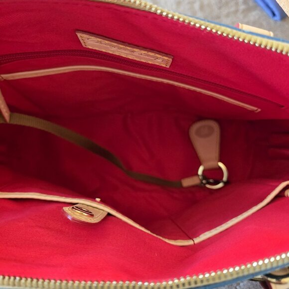 Dooney & Bourke Marine Blue Croco Embossed Zip Satchel & Wallet Set Leather Bag - Picture 9 of 16